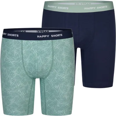 Produktbild von Happy Shorts Herren Langer Boxer 2-Pack Jersey Boxer Briefs - palm leaves - Größe M