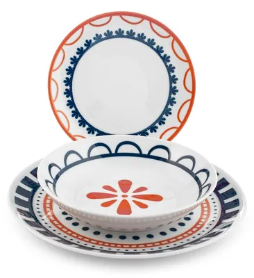 18-teiliges Porzellan-Service Zephyra, 6 Teller je 27/23/19,5 cm