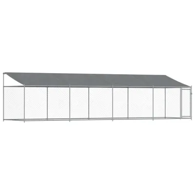 Zdjęcie produktu dla vidaXL Buda dla psa z dachem i drzwiami Szara 8x2x2 m Stal ocynkowana