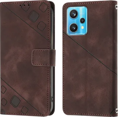 Image de Etui pour OPPO Realme 9 Pro 5G/OnePlus Nord CE 2 Lite 5G Etui portefeuille en cuir gaufré avec fonction Stand Marron