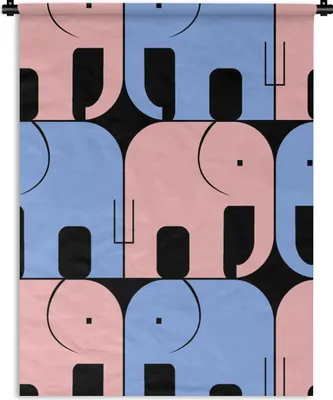 Produktbild von MuchoWow® Wandteppich Wandbehang Elefant - Linie - Schwarz - Muster 90x120 cm Tapisserie Dekoration Wandtuch - Wanddeko