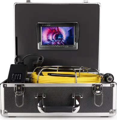 Produktbild von Kanalkamera, Rohrleitungsinspektionskamera mit 7-Zoll-Monitor, Tragetasche aus Aluminiumlegierung, 8 GB TF-Karte, eingebauter Akku, 30 m/98 ft Kabel, IP68 wasserdichte Abflusskamera fuer Abwasserleitungen, Hauskanaele, Abflussrohre