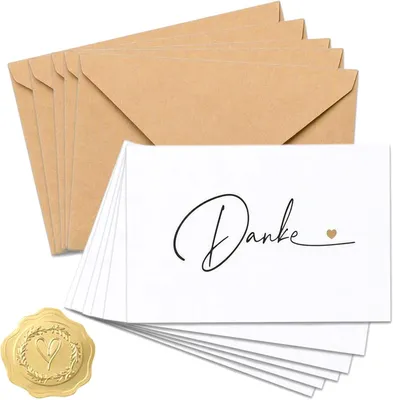 Immagine prodotto di Set di biglietti di ringraziamento, 20 pezzi, dimensioni 9 x 14 cm, con buste e adesivi, ideali per messaggi di ringraziamento