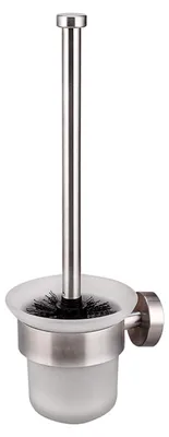 Produktbild von Toilettenbürste mit Halterung zur Wandmontage, inklusive Ersatzbürste, Edelstahl und Glas