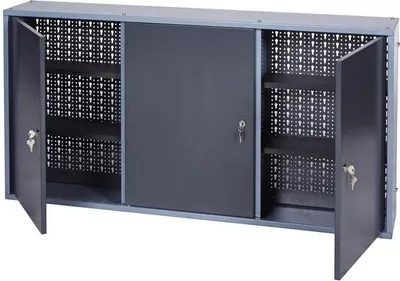 Immagine prodotto di Armadio portautensili H600xL1200xP200mm argento antracite.3 pannelli posteriori forati, 3 porte