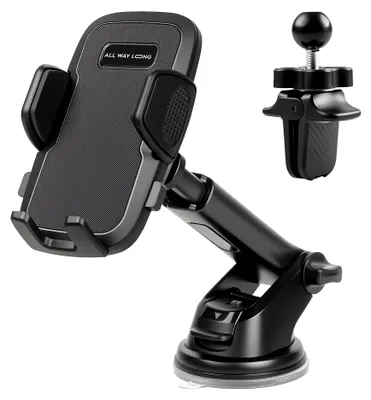 Productafbeelding van Telefoonhouders Auto met Zuignap - 3 in 1 Autohouder voor Dashboard, Voorruit & Ventilatie - Mobiel Houder Auto - GSM Houder Auto - Universeel en Verstelbaar - Zwart