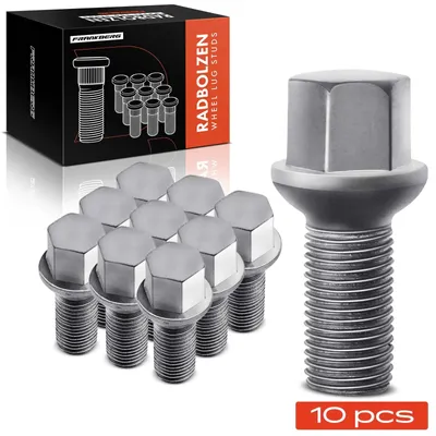 Image de Kit de boulons de roue - 10 boulons de roue M14x1,5 - pour l'essieu avant et l'essieu arrière - longueur 49 mm - acier - clé de 17 mm