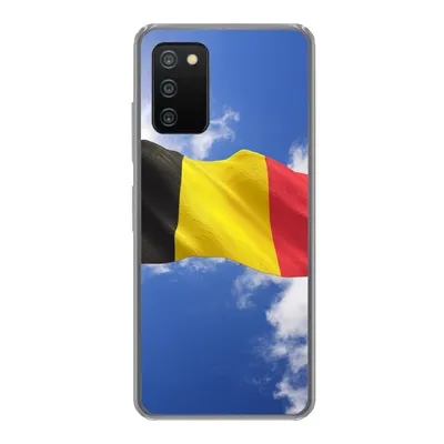 Produktbild von MuchoWow® Handyhülle Schutzhülle Hülle für Samsung Galaxy A03s Die Flagge Belgiens weht am Himmel Silikon Softcase Handy Hülle - Schutz