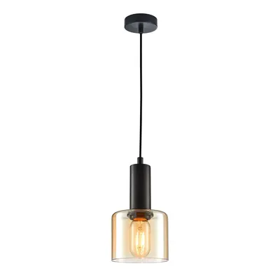 Zdjęcie produktu dla Lampa wisząca Santia czarno-bursztynowy 1xE27x10W szkło wym:107,8x15x15cm IP20 Italux