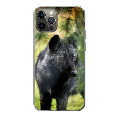 Produktbild von MuchoWow® Handyhülle Schutzhülle Hülle für iPhone 13 Pro Wolf - Makro - Blätter Silikon Softcase Handy Hülle - Handy-Tasche