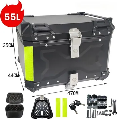 Obrázek produktu pro 55litrový hliníkový kufr na motocykl - černý - Robustní úložný prostor pro helmu a další příslušenství