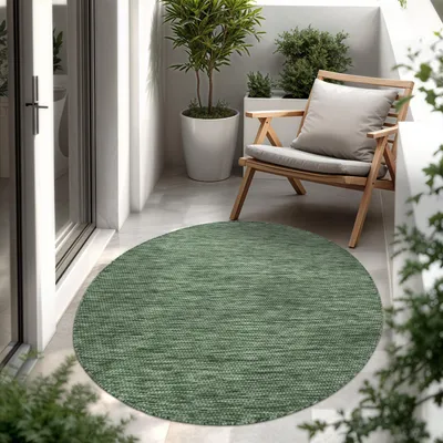 Produktbild von In- & Outdoor Teppich Flachgewebe einfarbig modern wetterfest für Terrasse Küche Grösse 80 cm Rund