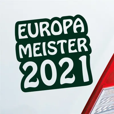 Produktbild von Auto Aufkleber Europameister 2021 Fußball 12x11 cm Dunkelgrün Sticker Heckscheibenaufkleber