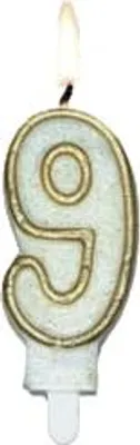 Image de Bougie numéro "9" bordure dorée
