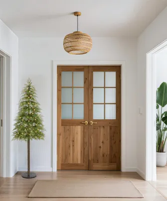 Produktbild von Yorbay 180cm Weihnachten Baum Deko mit LED Beleuchtung, Schmal PE Christbaum