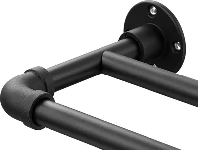 Immagine prodotto di Tirante per tende, regolabile da 73 a 127 cm, finitura nera opaca, acciaio inossidabile da 2,5 cm, ideale per il soggiorno