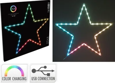 Image de étoile Led Rvb 45 Multicolore, 45 Led, Programmable - Basic & Co