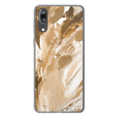 Produktbild von MuchoWow® Handyhülle Schutzhülle Hülle für Huawei P20 Farbe - Gold - Beige Silikon Softcase Handy Hülle - Hardcover