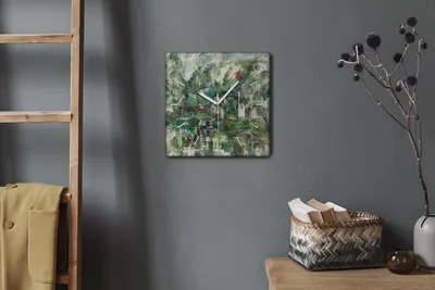 Produktbild von Coloray Hodiny Unikátní 30x30 cm  Tiché hodiny Pro obývací pokoj a kuchyň Nástěnné hodiny Plátno Bílé ručičky hodin - Voda Cézanne