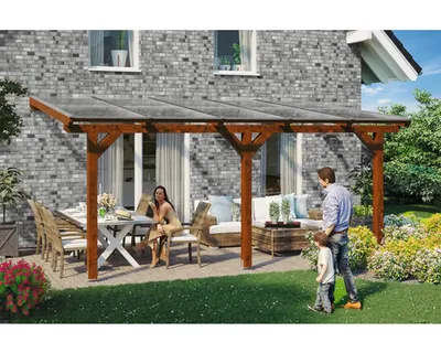 Produktbild von Terrassenüberdachung SKAN HOLZ Bormio 541 x 300 cm nußbaum