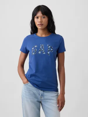 Produktbild von GAP Damen T-Shirt mit Logo, Rundhalsausschnitt, Größe M, weicher Baumwolljersey
