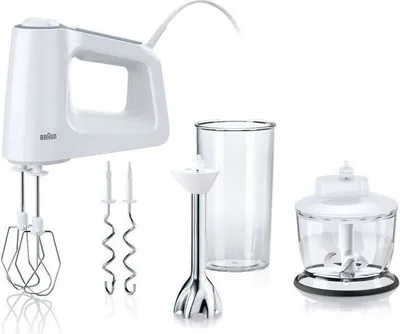 Produktbild von Braun MultiMix 3 HM 3137, Handmixer, Weiß, 500 l, Kunststoff, Edelstahl, 500 W, 75 mm