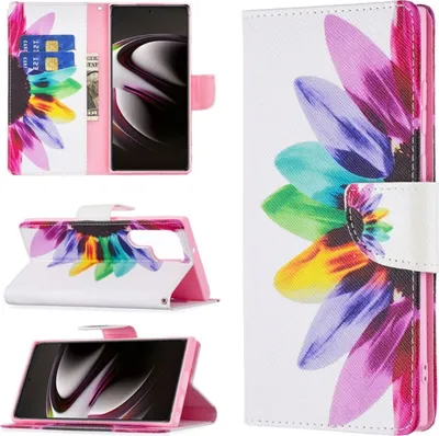 Produktbild von König Design Hülle kompatibel mit Samsung Galaxy S22 Ultra 5G Kunstleder Handyhülle - Handy Case Sonnenblume