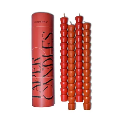 Produktbild von Paddywax Natural Deko-Kerzen Taper Rot & Terracotta 4 Stück