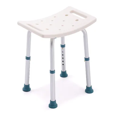 Produktbild von VixoMed® Duschhocker mit Duschkopfhalterung – Höhenverstellbarer Duschstuhl mit Ablauföffnungen – Rutschfester Badehocker für Senioren und Erwachsene