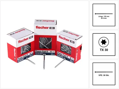 Obrázok produktu pre Fischer 670690, Skrutka, Kov, Drevo, Univerzálny nástroj, Čiastočný závit, plochá hlava