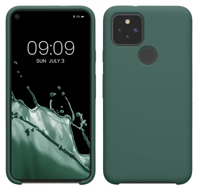 Produktbild von kwmobile Handyhülle für Google Pixel 5 Hülle - Case Silikon - Kabelloses Laden - Schutzhülle Cover in Tannengrün