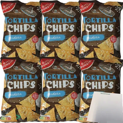 Produktbild von Gut & Günstig Tortillachips Mais-Chips gesalzen 6er Pack (6x300g Beutel) + usy Block