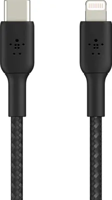 Productafbeelding van Belkin Lightning/USB-C kabel, 2 meter, met omhulling, MFi-gecertificeerd, zwart
