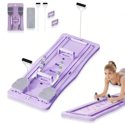 Produktbild von 4-in-1 Pilates-Board - Bauchtrainer - Verstellbar - Rollendes Bauchtraining - Multifunktional - Heimfitness - Lila