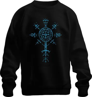 Produktbild von Vegvisir Wikinger Runenkompass Nordisch Schutzsymbol Valhalla Uni Sweatshirt Pullover, Schwarz, XXL