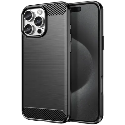 Obrázek produktu pro Avizar, flexibilní ochranné pouzdro pro Apple iPhone 16 Pro, karbonový efekt, černé