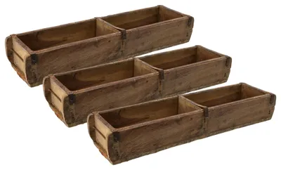 Produktbild von Novaliv 3x Holzkiste Vintage 58 x 15 x 10 cm Alte Ziegelform Holz Groß ZWEI KAMMER Allzweckkiste aus recyceltem Altholz Balken Jede Form EIN Unikat