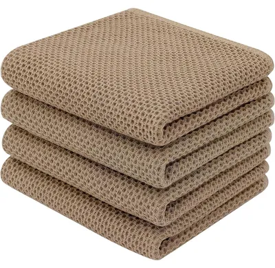 Productafbeelding van Keukenhanddoeken, katoen, afwasdoeken, set van 4, bruin, 33x74 cm
