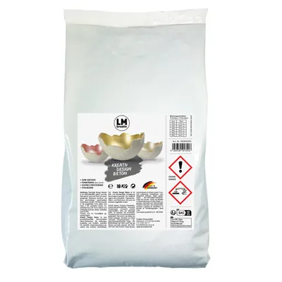 Produktbild von LM Kreativ Design Beton 18 kg - Hochwertiger Gießbeton / Beton für kreative Projekte drinnen und draußen.
