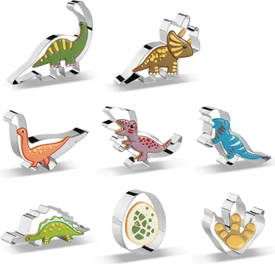 Produktbild von 8/12-teiliges Ausstechformen-Set, süße Dinosaurier-Form, Keksform, Kinder-Dinosaurier-Thema, Geburtstagsparty-Zubehör