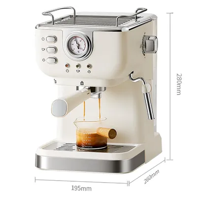 Produktbild von ZELURXX Retro Kaffeebereiter, 20 Bar Espressomaschine, Abnehmbar, Edelstahl, Spülmaschinenfeste Abtropfschale, Für Cappuccino, Latte Macchiato, Weiß