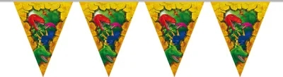 Immagine prodotto di Catena di gagliardetti dei dinosauri, 6 m, decorazione della stanza per la festa di compleanno dei bambini a tema dinosauro