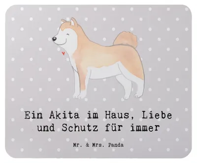 Produktbild von Mr. & Mrs. Panda Mouse Pad Akita Inu Liebe - Grau Pastell - Geschenk, Hunderassen, mausteppich, Mousepad, Hundeliebhaber, Familie, Familienhund, Hunderasse, mousematte