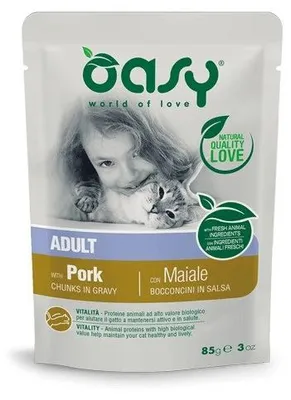 Productafbeelding van OASY Brokken in jus, varkensvlees - natvoer voor katten - 85g
