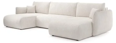Zdjęcie produktu dla Narożna sofa z funkcją spania i pojemnikiem na pościel, model Alloro, kolor kremowy