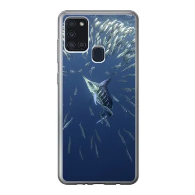 Produktbild von MuchoWow® Handyhülle Schutzhülle Hülle für Samsung Galaxy A21s Fisch - Schwertfisch - Wasser Silikon Softcase Handy Hülle - Hartschale