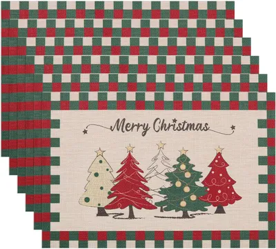 Produktbild von Weihnachtliche Tischunterlagen aus PVC, 6 Stück, 45x30 cm, für Weihnachten