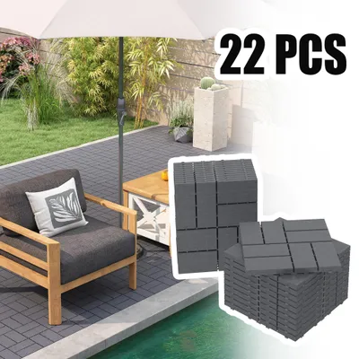 Productafbeelding van YARDIN PE Modulaire terrastegels voor balkon, patroon 2 (8 tegels per patroon), antraciet, 30x30 cm, houtlook, weerbestendig, UV-bestendig, 22 stuks (2 m²)