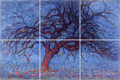 Produktbild von Legendarte - Multipanel Bilder Der rote Baum (Abend) - Piet Mondrian cm. 100x150 (6 Stück)