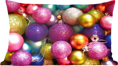 Produktbild von MuchoWow® Zierkissen Sofakissen Wohnzimmer Dekokissen 50x30 cm Eine Nahaufnahme der bunten Kugeln - Wohnzimmerdekoration - Polster mit Photo